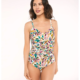 Bañador Hania Red Point escote pico frunce copa foam estampado tropical".