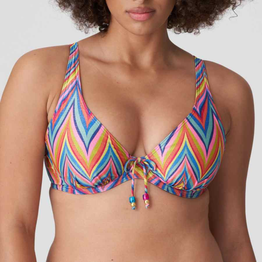 Bikini Primadonna escote pronunciado multicolor zigzag