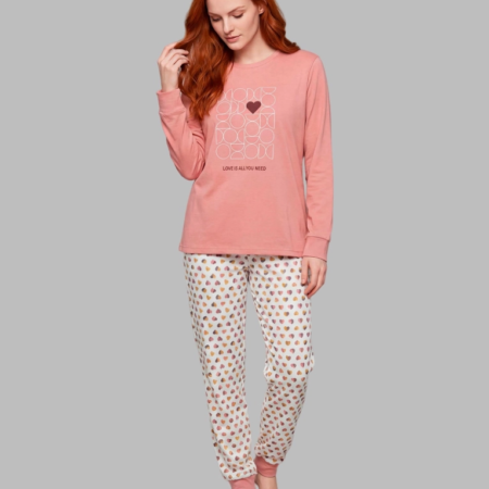 Pijama SEÑORETTA algodón afelpado corazones