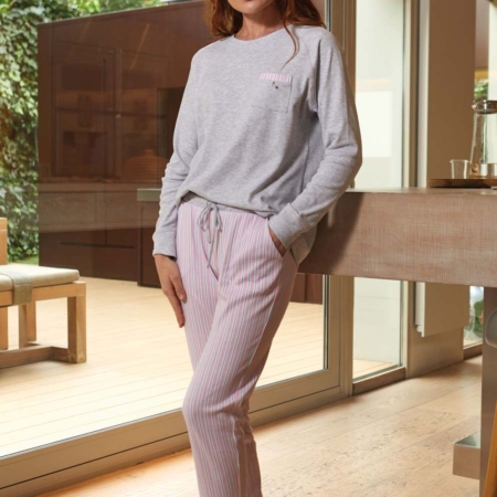 Pijama mujer BARANDI algodón combinado BISCOTI