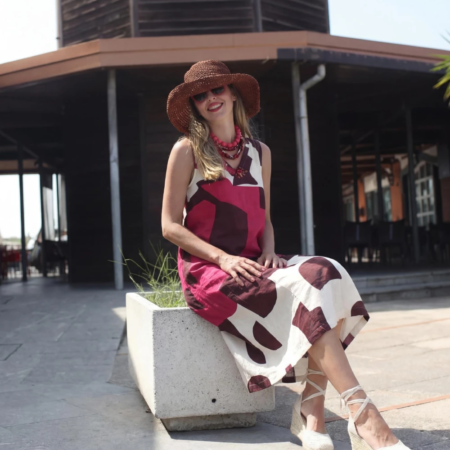 Vestido EGATEX largo mujer sin mangas-Algodón