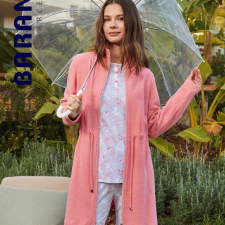 Bata corta invierno mujer NATUR Barandi rosa con cinturón